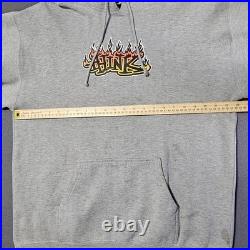Vintage 90 Y2K Think Skateboarding L Hoodie Gray Street Wear San Francisco Flame