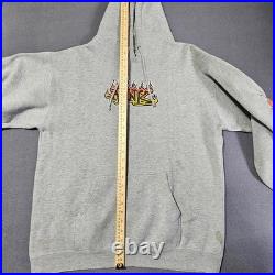 Vintage 90 Y2K Think Skateboarding L Hoodie Gray Street Wear San Francisco Flame