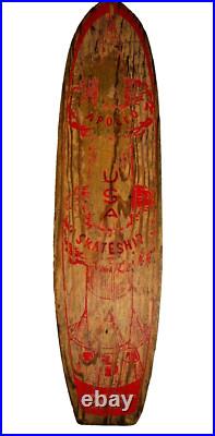 Vintage Apollo Rocket Skateship Wood Wooden Skateboard Skate Board Metal Wheels