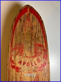 Vintage Apollo Rocket Skateship Wood Wooden Skateboard Skate Board Metal Wheels