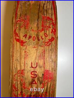 Vintage Apollo Rocket Skateship Wood Wooden Skateboard Skate Board Metal Wheels
