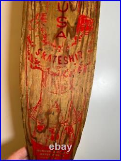 Vintage Apollo Rocket Skateship Wood Wooden Skateboard Skate Board Metal Wheels