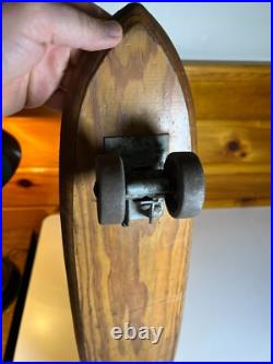 Vintage Apollo Rocket Skateship Wood Wooden Skateboard Skate Board Metal Wheels