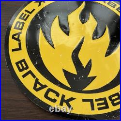 Vintage Black Label Skateboards Sheet Metal Embossed Skate Shop Sign 23.5
