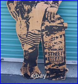 Vintage Duane Peters Vision Street Wear Skateboard Wood Store Display 66x23