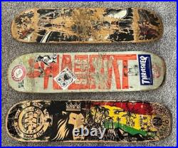 Vintage LOT of 3 Trashed Skateboard Decks Wall Art Graphics Bar Man Cave Decor