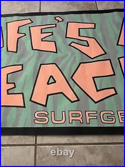 Vintage Life's A Beach Surfgear 25x43Tyvek Paper Banner Used SUPER RARE