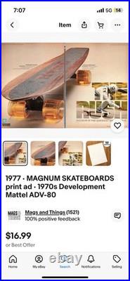 Vintage MAGNUM SKATEBOARD 1977 Development Mattel ADV-80 Mint/undrilled
