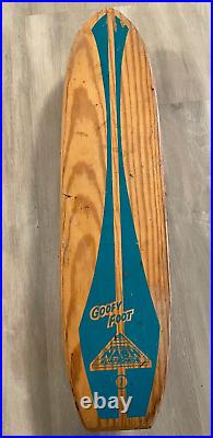 Vintage Nash Goofy Foot Wooden Skateboard Sidewalk Surfboard Blue Print #7 Rare