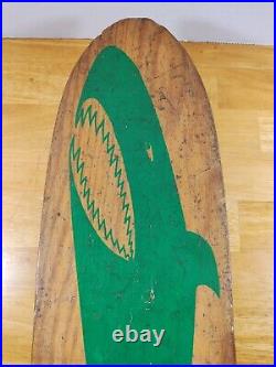 Vintage Nash Surfboards SHARK Wood Skateboard Metal Wheels Steel