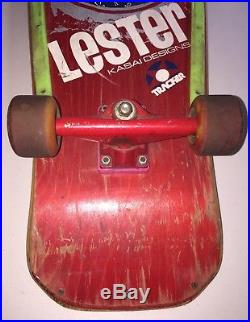 Vintage OG Tracker Lester Kasai Designs Oak Leaf Complete Skateboard Indy Trucks