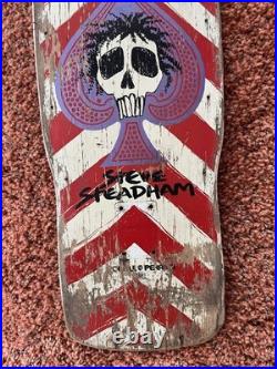 Vintage OG White Steve Steadham Powell Peralta Skateboard Deck Full Size Pig