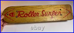 Vintage ROLLER SURFER Metal Steel Wheels Skateboard Wood Wooden Nokomis Illinois