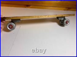 Vintage ROLLER SURFER Metal Steel Wheels Skateboard Wood Wooden Nokomis Illinois