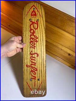 Vintage ROLLER SURFER Metal Steel Wheels Skateboard Wood Wooden Nokomis Illinois