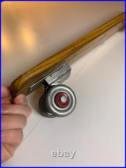 Vintage ROLLER SURFER Metal Steel Wheels Skateboard Wood Wooden Nokomis Illinois