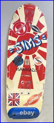 Vintage Rare 80's Sims Kamikaze Skateboard Deck Used VERY COLLECTABLE