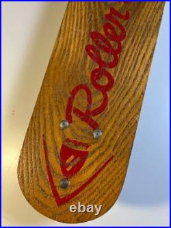 Vintage Roller Surfer Wooden Skateboard Sidewalk Metal Wheels Nokomis, Illinois