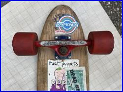 Vintage SIMS PURE JUICE 44 Longboard, 70mm Red Kryptonics, Well Smashed Trucks