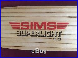 Vintage SIMS Superlight 9.0 Undrilled WOOD SKATEBOARD rare