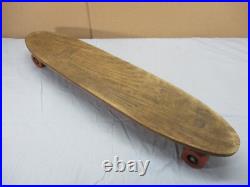 Vintage Sears Spyder Wooden Long Board Skateboard with Clay Wheels 28.5 RARE