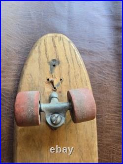 Vintage Sears Spyder Wooden Skateboard Long Board with Red Wheels Approx. 28.5L