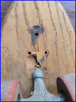 Vintage Sears Spyder Wooden Skateboard Long Board with Red Wheels Approx. 28.5L