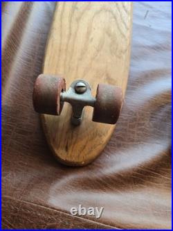 Vintage Sears Spyder Wooden Skateboard Long Board with Red Wheels Approx. 28.5L