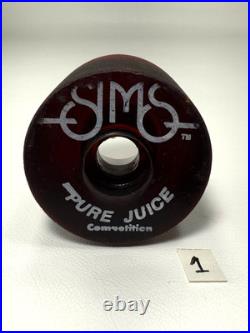 Vintage Sims 60mm Pure Juice Competition 1970s Skateboard Wheels Set of 4 Red
