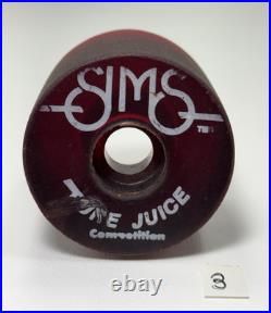 Vintage Sims 60mm Pure Juice Competition 1970s Skateboard Wheels Set of 4 Red