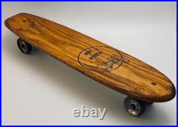 Vintage Skateboard Wooden TIGER 150 1960s Longboard Pintail Metal Wheels RARE