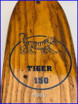 Vintage Skateboard Wooden TIGER 150 1960s Longboard Pintail Metal Wheels RARE