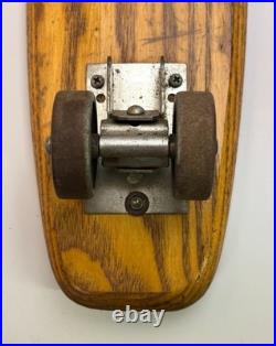 Vintage Skateboard Wooden TIGER 150 1960s Longboard Pintail Metal Wheels RARE
