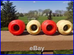 Vintage Skateboard wheels Kryptonics 64mm double conical mixed set red/white