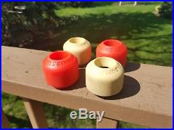 Vintage Skateboard wheels Kryptonics 64mm double conical mixed set red/white