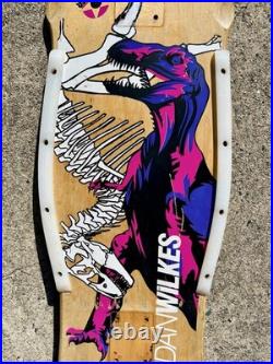 Vintage Tracker Skateboards Dan Wilkes Dinosaur Skateboard Deck 1987