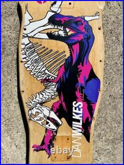 Vintage Tracker Skateboards Dan Wilkes Dinosaur Skateboard Deck 1987
