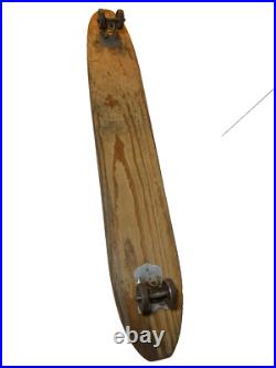 Vintage Wood Wooden Longboard Skateboard Metal Wheels Sidewalk Surfboard 35 Vintage Wood Wooden Longboard Skateboard Metal Wheels Sidewalk Surfboard 35