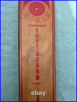 Vintage ZIPEES Wood Sidewalk Surfboard Skateboard Olympic M371 Metal Wheels