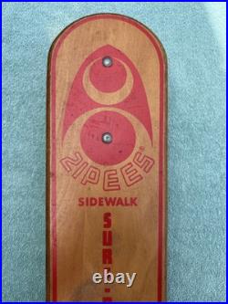 Vintage ZIPEES Wood Sidewalk Surfboard Skateboard Olympic M371 Metal Wheels