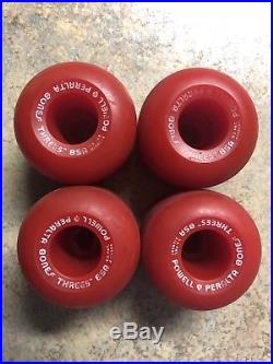 Vintage skateboard wheels Powell Peralta Bones Threes 85A. 80's red