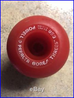 Vintage skateboard wheels Powell Peralta Bones Threes 85A. 80's red