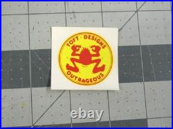 Vtg 1970s Lonnie Toft Designs original skateboard sticker Outrageous frog small