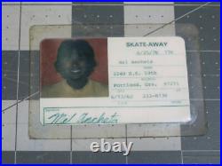 Vtg 1970s Skate Away Skate Park original ID card Portland OR