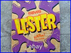 Vtg OG 80's Sims Skateboard Lester Kasai with Tracker Trucks, Powell Bones 3's