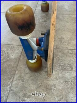 Vtg OG 80's Sims Skateboard Lester Kasai with Tracker Trucks, Powell Bones 3's