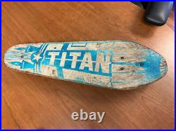 Vtg. Rare Titan Rocket Sidewalk Surfboard Wooden Skateboard Blue Metal Wheels