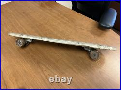 Vtg. Rare Titan Rocket Sidewalk Surfboard Wooden Skateboard Blue Metal Wheels