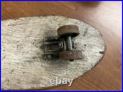 Vtg. Rare Titan Rocket Sidewalk Surfboard Wooden Skateboard Blue Metal Wheels